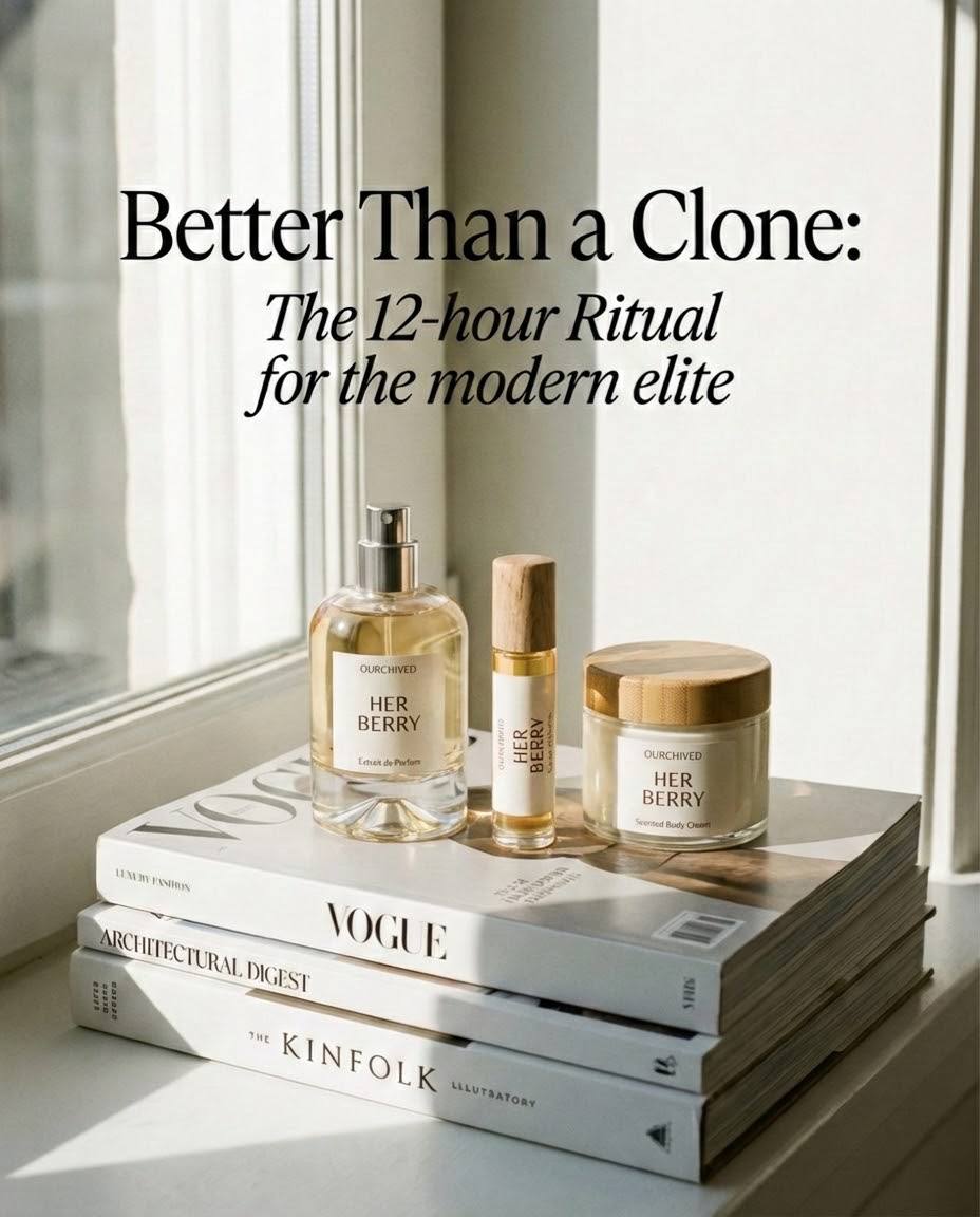 Ourchived luxury fragrance ritual set featuring the 12-hour scent system, the best alternative to Klone Scents and designer perfume dupes.