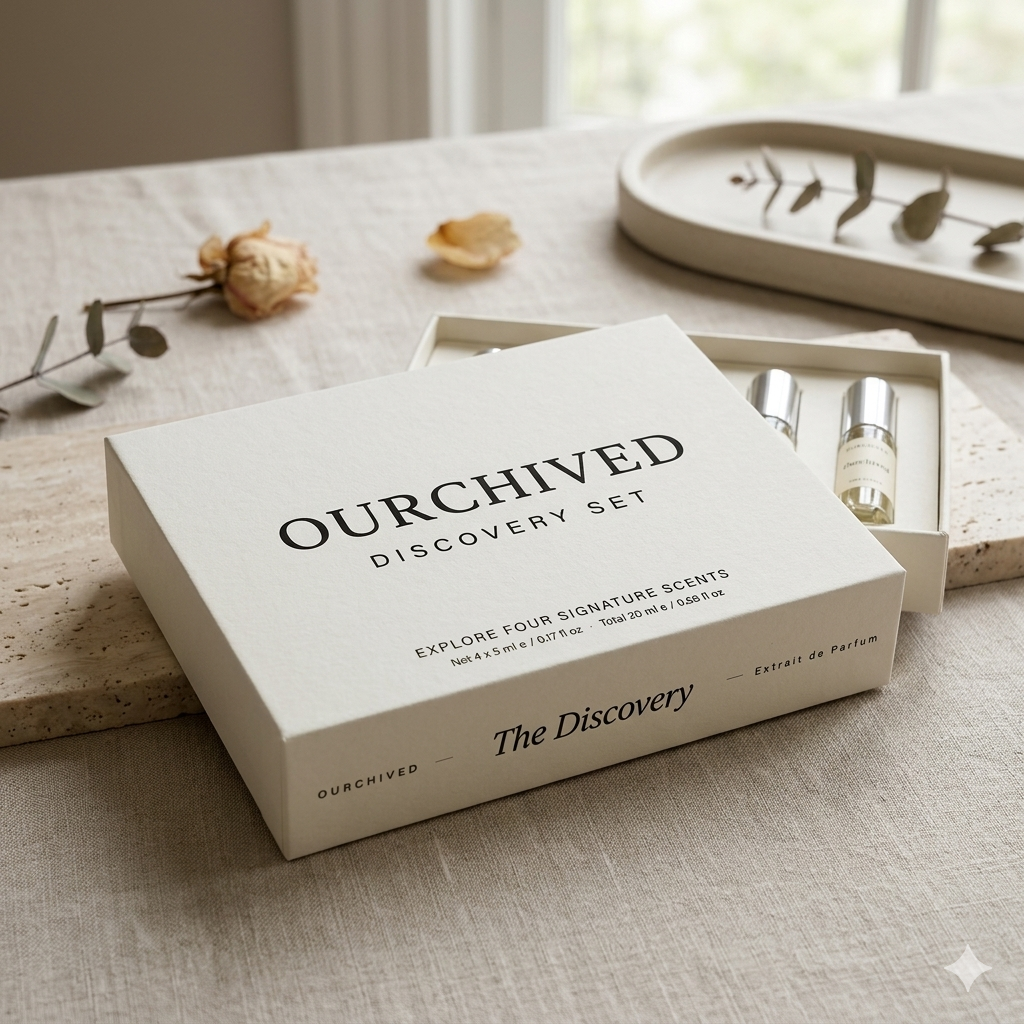 OURCHIVED Discovery Set with four 5ml fragrance sample vials