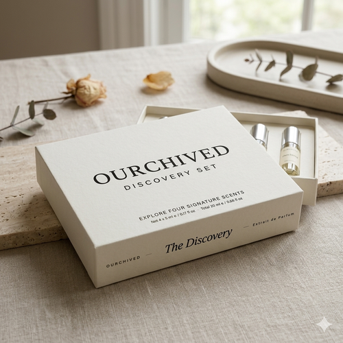 OURCHIVED Discovery Set with four 5ml fragrance sample vials
